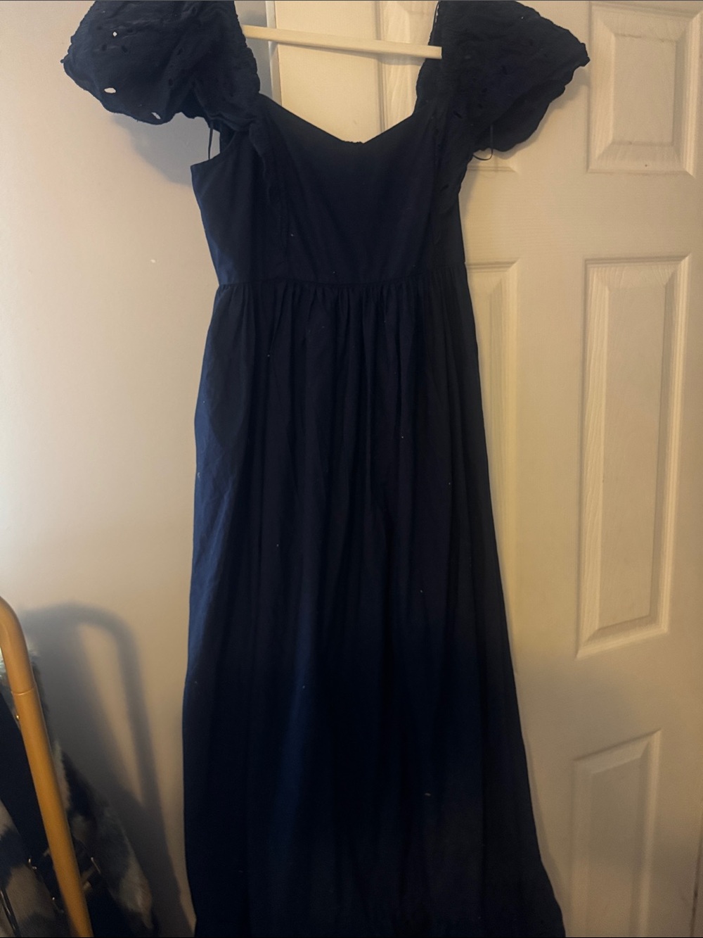crown & ivy Navy Puff-Sleeve Maxi Dress